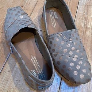 TOMS Gray Polka Dot Slip-On Shoes